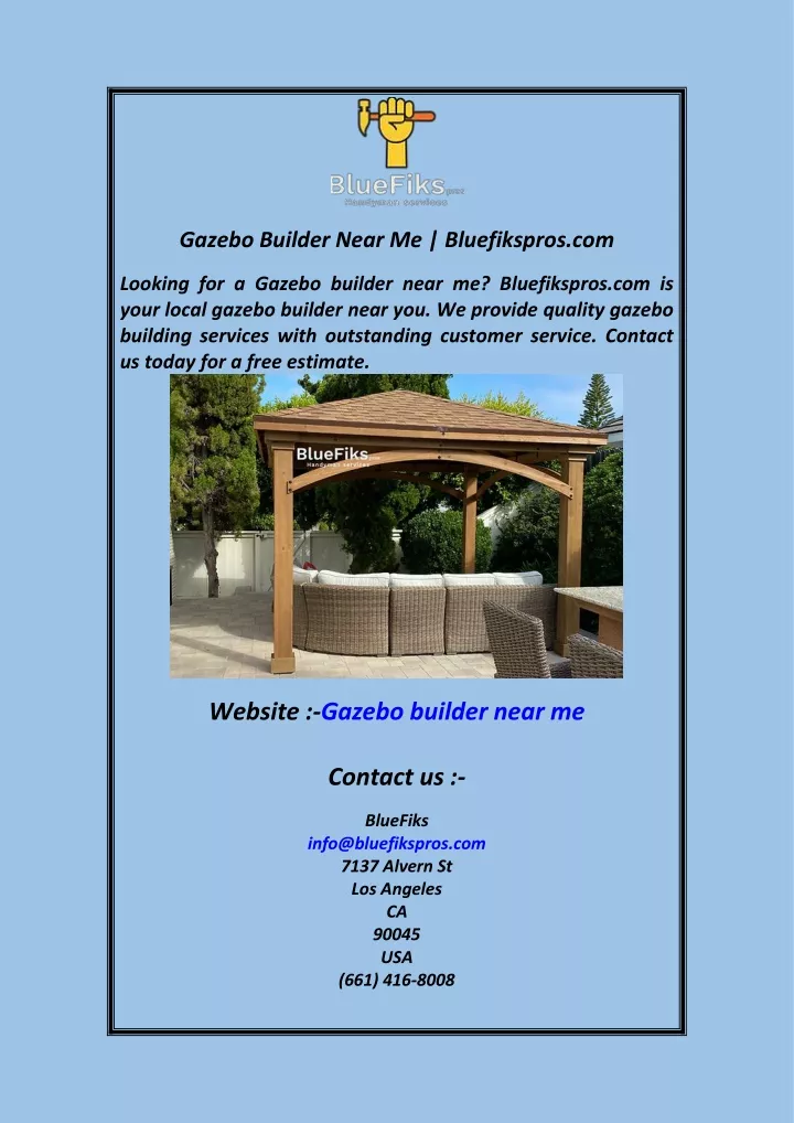 gazebo builder near me bluefikspros com