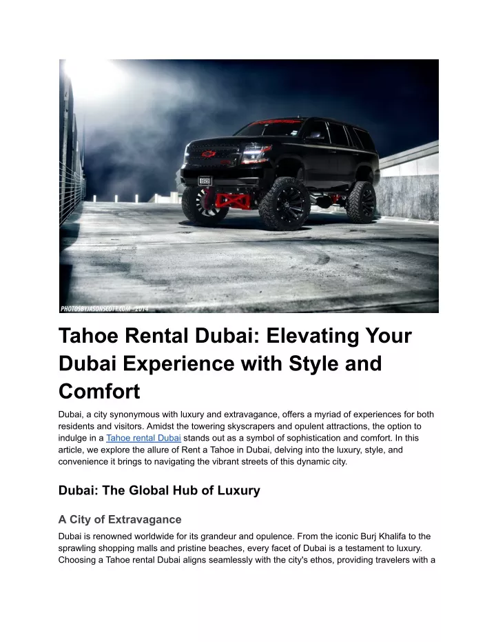 tahoe rental dubai elevating your dubai