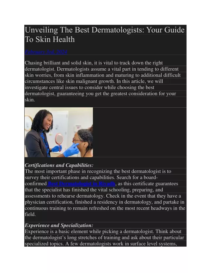 unveiling the best dermatologists your guide