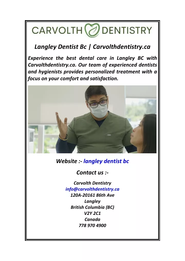 langley dentist bc carvolthdentistry ca