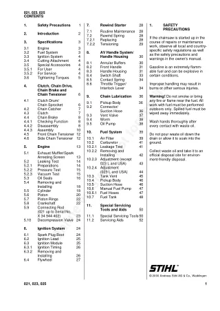 Stihl 025 Chainsaw Service Repair Manual