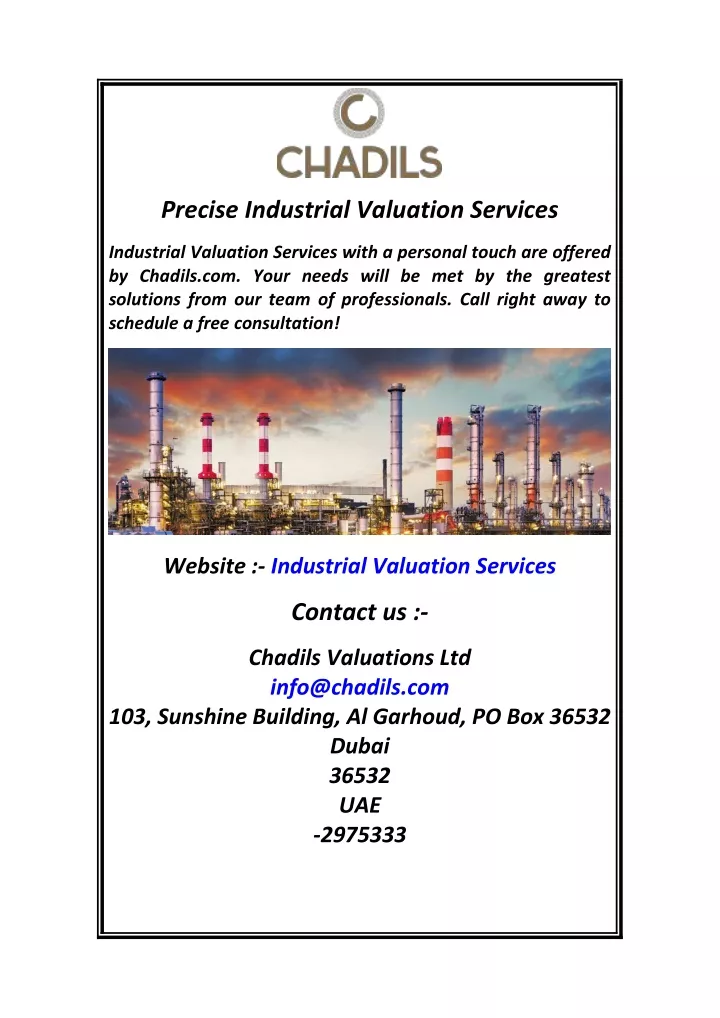 precise industrial valuation services