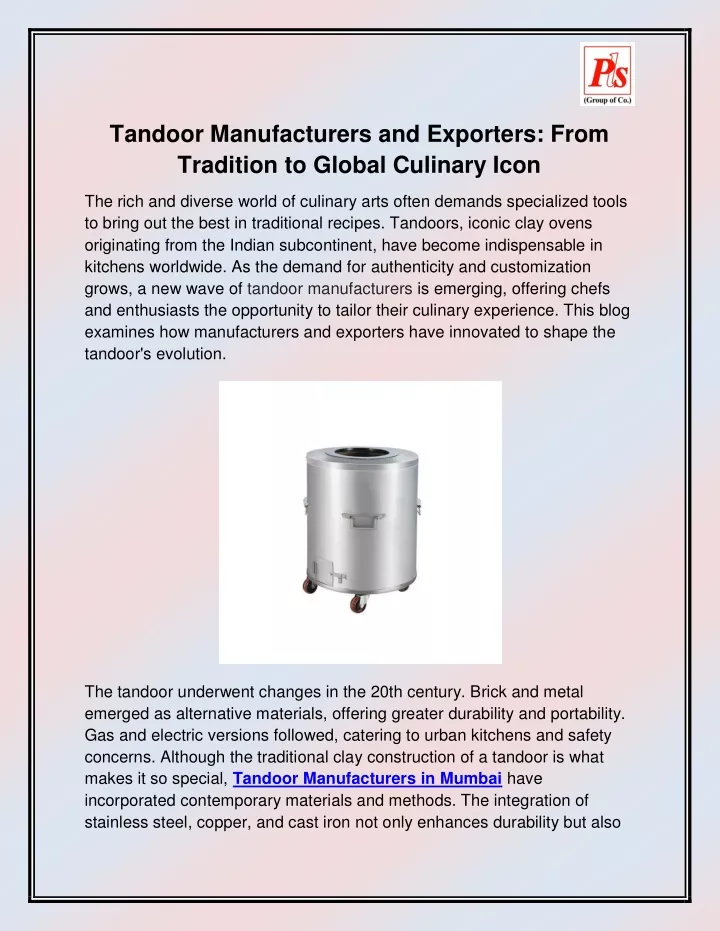 tandoor manufacturers and exporters from