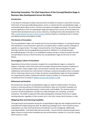 nurturing innovation the vital importance
