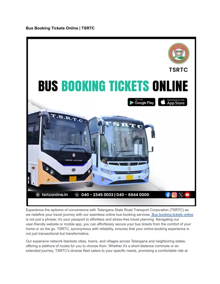 bus booking tickets online tsrtc