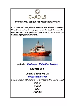 Professional Equipment Valuation Services