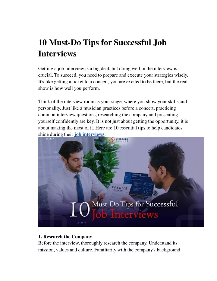10 must do tips for successful job interviews