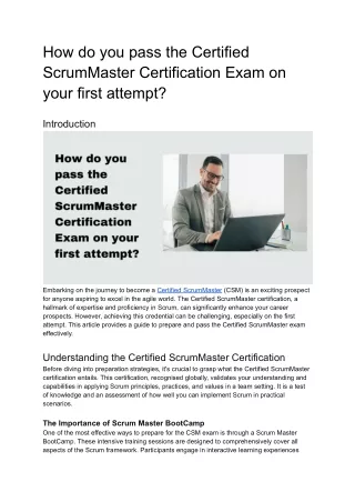 How do you pass the Certified ScrumMaster Certification Exam on your first attempt