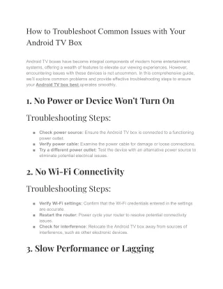 How to Troubleshoot Common Issues with Your Android TV Box