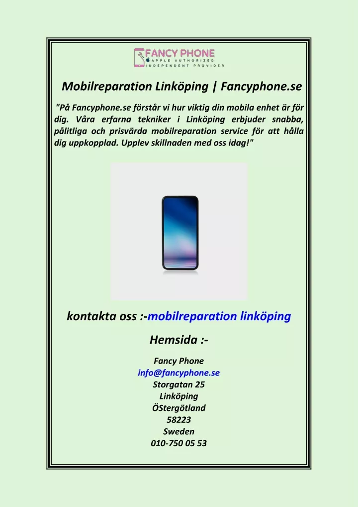 mobilreparation link ping fancyphone se