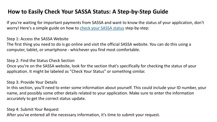 how to easily check your sassa status a step