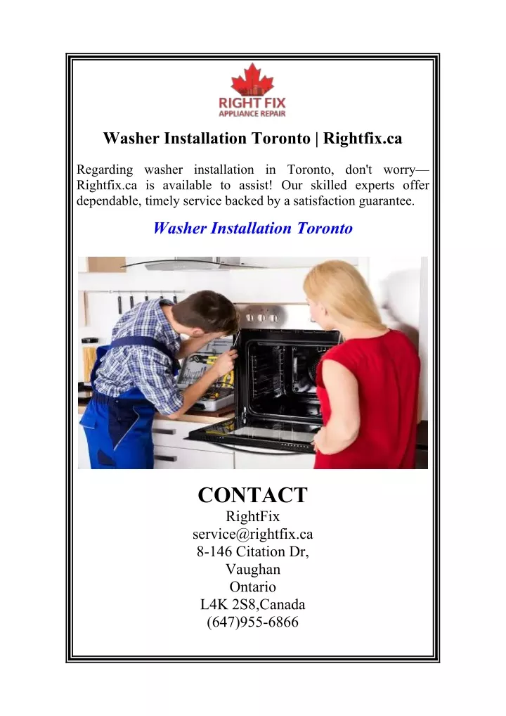 washer installation toronto rightfix ca