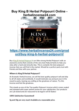 Buy King B Herbal Potpourri Online - herbalincense24.com