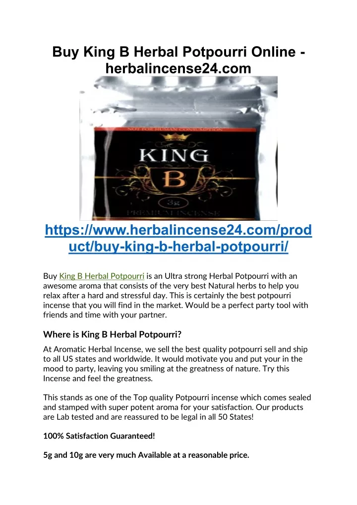 buy king b herbal potpourri online