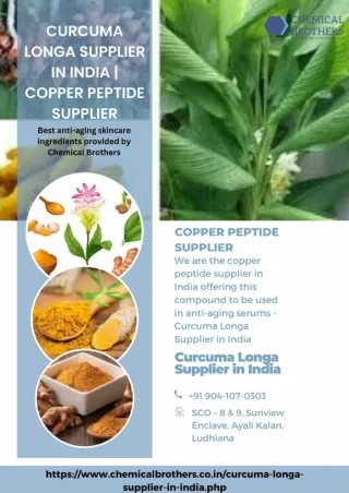 Curcuma Longa Supplier in India | Copper Peptide Supplier
