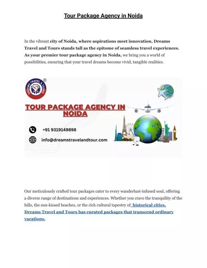 tour package agency in noida