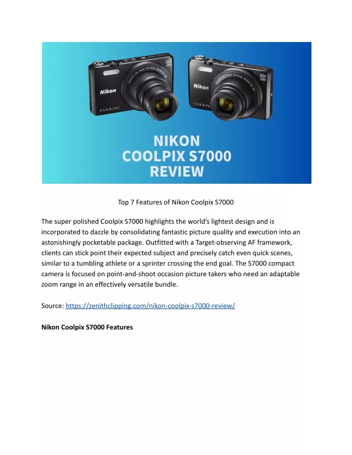 top 7 features of nikon coolpix s7000