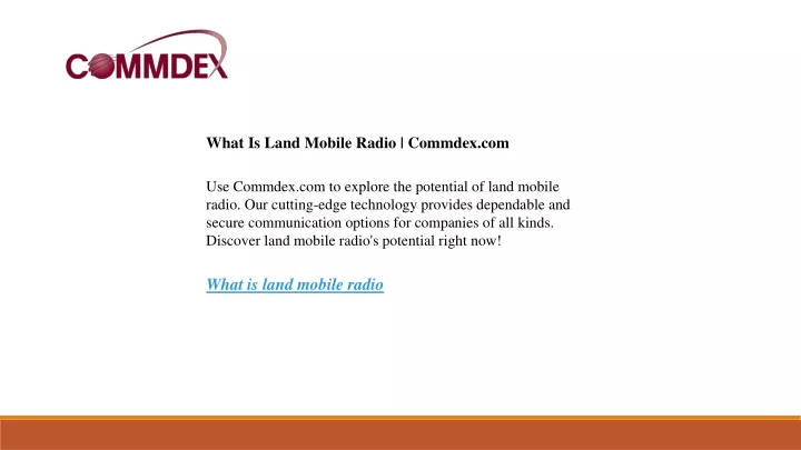 what is land mobile radio commdex com