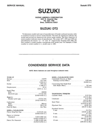 Suzuki DT4 outboard motors Service Repair Manual