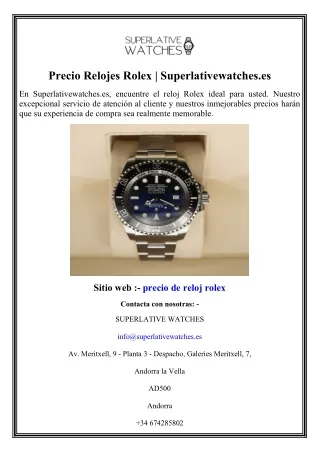 Precio Relojes Rolex Superlativewatches.es