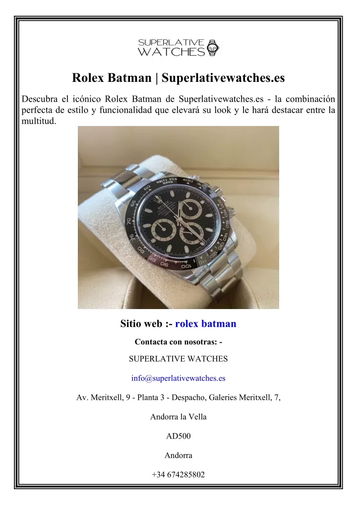 rolex batman superlativewatches es