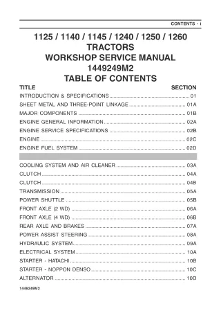 Massey Ferguson 1260 Tractor Service Repair Manual