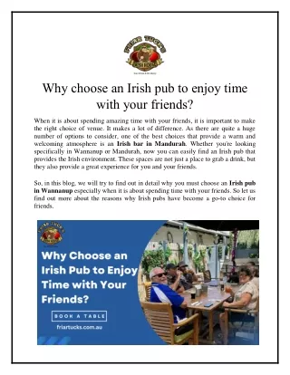 Why choose an Irish pub to enjoy time with your friends