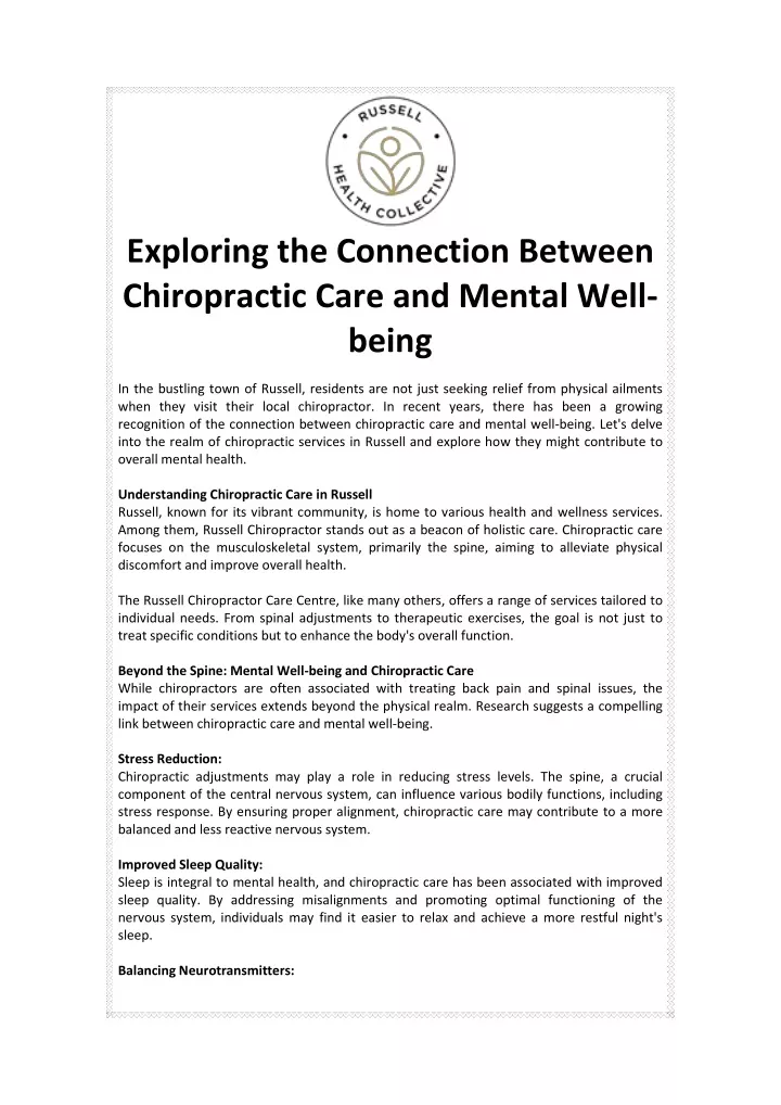 exploring the connection between chiropractic