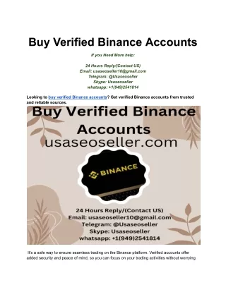 Buy Verified Binance Accounts