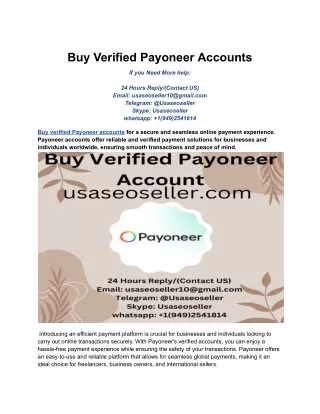 Buy Verified Payoneer Accounts