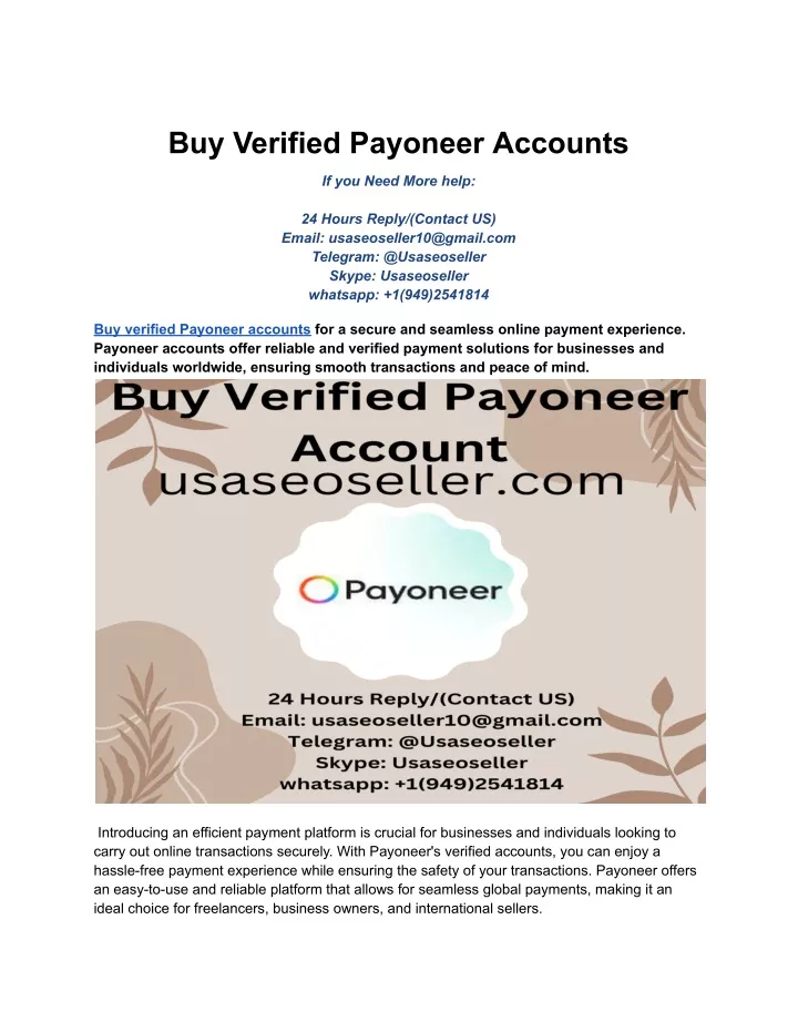 buy verified payoneer accounts