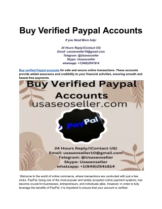 Buy Verified Paypal Accounts