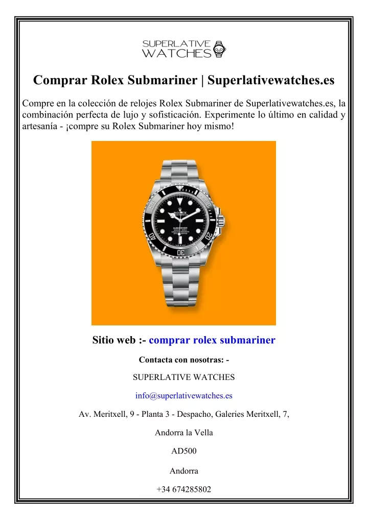 comprar rolex submariner superlativewatches es