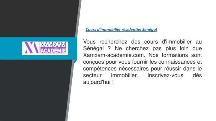 cours d immobilier r sidentiel s n gal