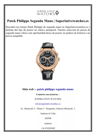 Patek Philippe Segunda Mano Superlativewatches.es