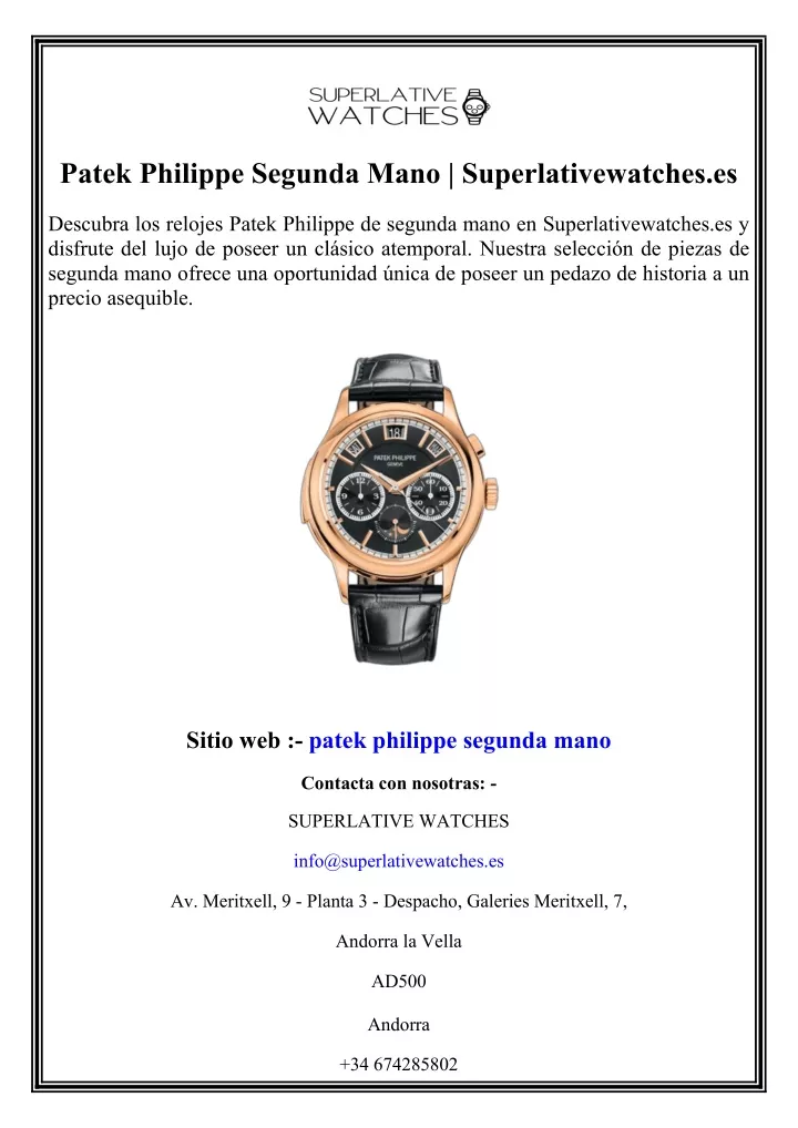 patek philippe segunda mano superlativewatches es