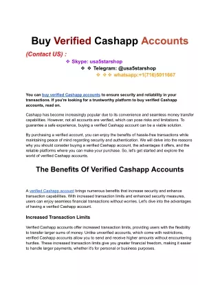 Buy USA Verified Cashapp Accounts