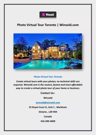 Photo Virtual Tour Toronto | Winsold.com