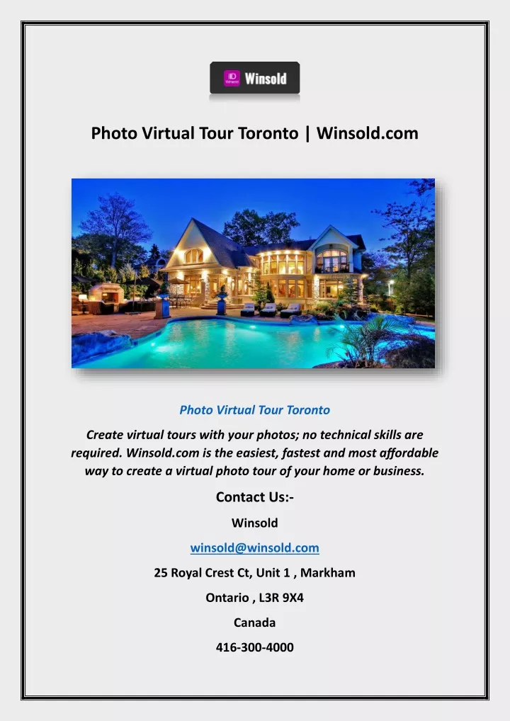 photo virtual tour toronto winsold com