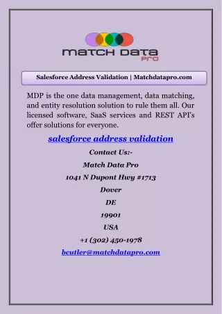 Salesforce Address Validation | Matchdatapro.com
