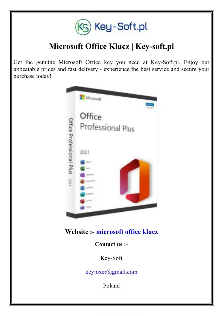 microsoft office klucz key soft pl