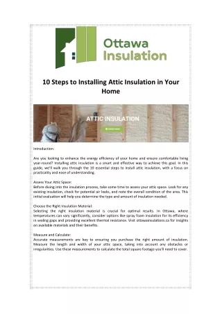 10 Steps to Installing Attic Insulation in Your Home