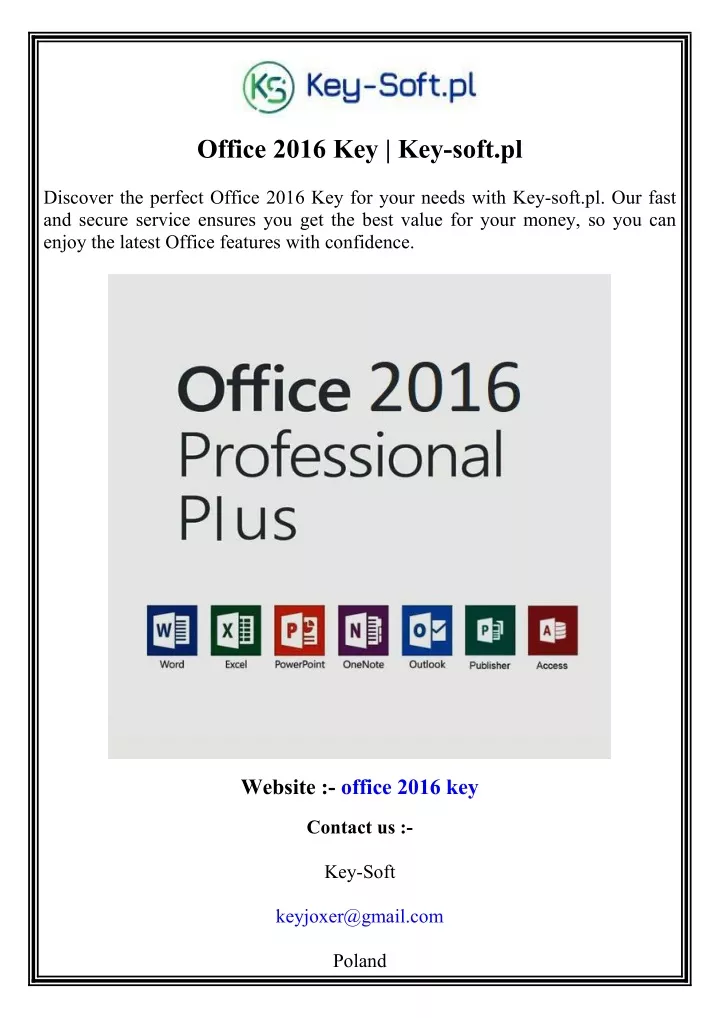 office 2016 key key soft pl