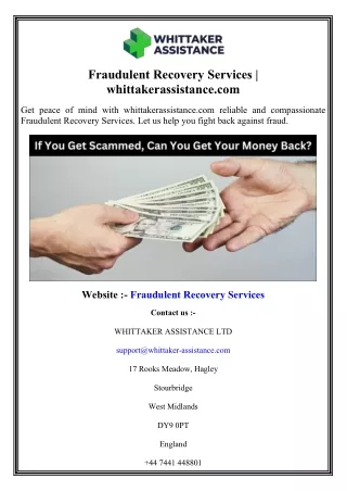 Fraudulent Recovery Services whittakerassistance.com