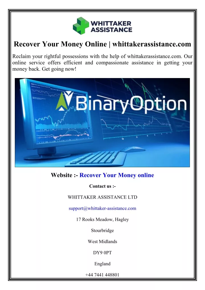 recover your money online whittakerassistance com