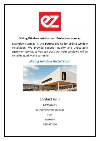 Sliding Window Installation | Ezwindows.com.au