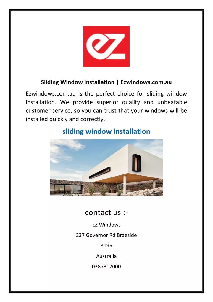 sliding window installation ezwindows com au