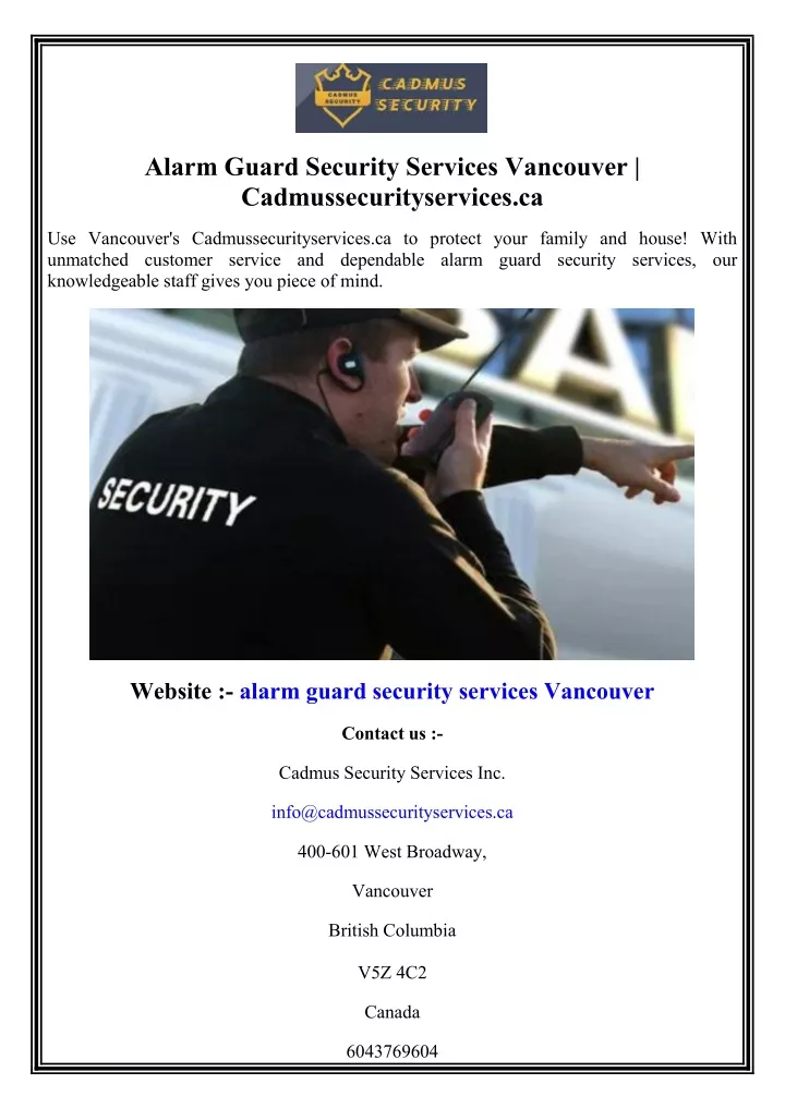 alarm guard security services vancouver
