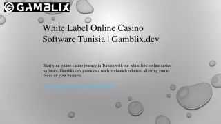 White Label Online Casino Software Tunisia  Gamblix.dev