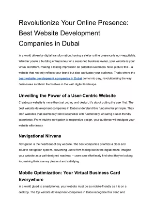 Revolutionize Your Online Presence_ Best Website Development Companies in Dubai